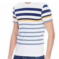 Men White Striped T-Shirt