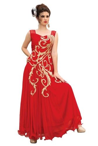 Ladies Designer Red Gown