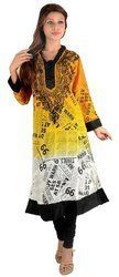 Newspaper Print Long Kurti