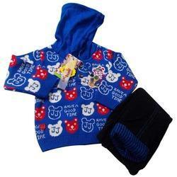 Party Wear Modern Kids Hooded Woolen Dress