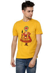 Hand Painted Kathakali Men Yellow T Shirts