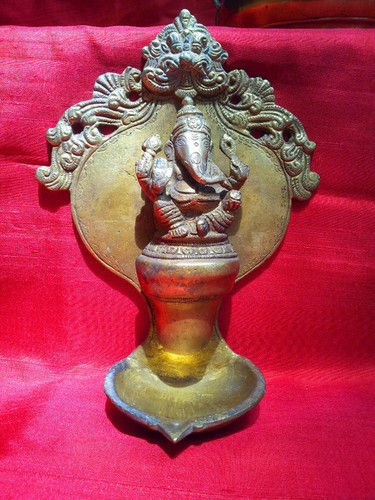 Antique Brass Ganesha Wall Diya