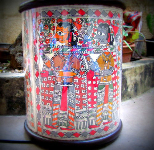 The Bride Madhubani Side Table Painting Lamp