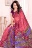 Cerise Pink Faux Georgette Casual Printed Saree