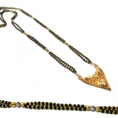 Rabbi Gold Plated Beaded Jyoti Long Mangalsutra