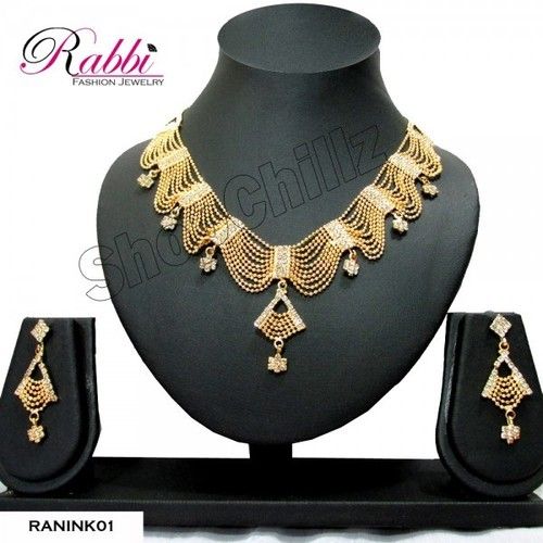 Rabbi Gold Plated Frill Necklace Set Rani Haar