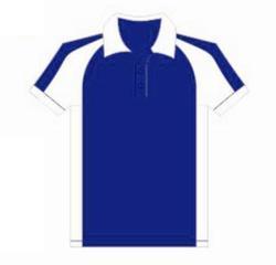 Blue And White Combination Collar T Shirt