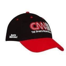 Branded Sports Cap - Cotton Blend, Black and Red Color Combination