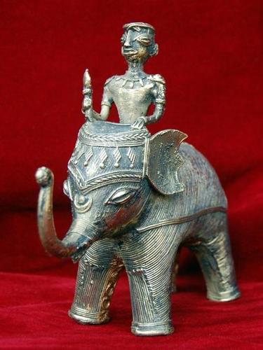 Metal Elephant with Mahawat
