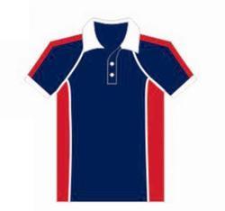 Red And Blue Combination Half Sleeve Collar T Shirt