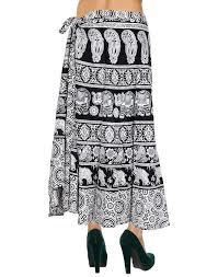 Animal Traditional Print Cotton Long Wrap Around Skirt Open Waist