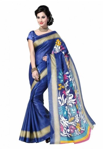 Bhagalpuri Silk Blue Printed Saree