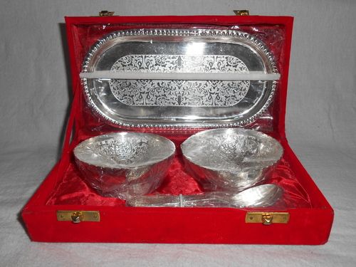 Silver Bowl Set With Tray