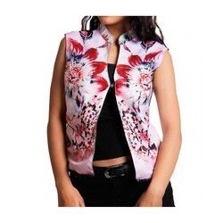 French Print Vest Jacket