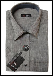 Men'S Grey Cotton Linen Shirt