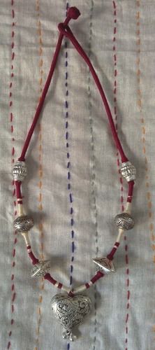 Hand Crafted Thread and Metal Work Necklace