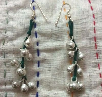 Hand Made Thread And Bell Earrings