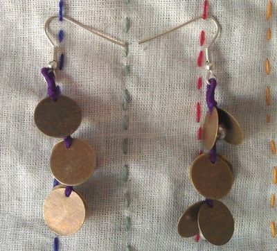 Hand Made Thread And Coin Earrings