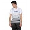 White Polyester Half Sleeves White Striped Sublimatin Poto T-Shirt