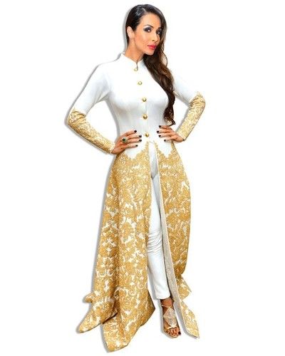 Gold Zari Embroidered Indo Western Dress