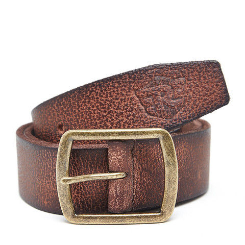 Distressed Edge Leather Belt - Raw & Hand-Washed Genuine Leather | Rugged Look with Classic Prong Buckle and Unique Grain