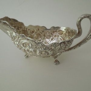 Stieff Rose Repousse Sterling Gravy Boat