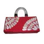 Red Silk and Seashell Handbag