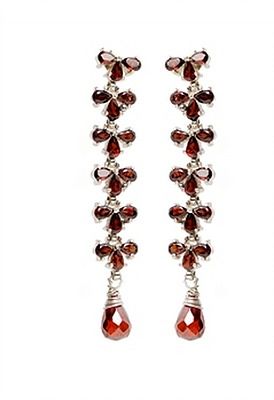 Silver Sterling Earring With Garnet Stone