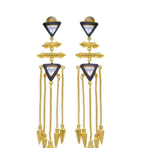 Chandelier Earrings with Golden Drops