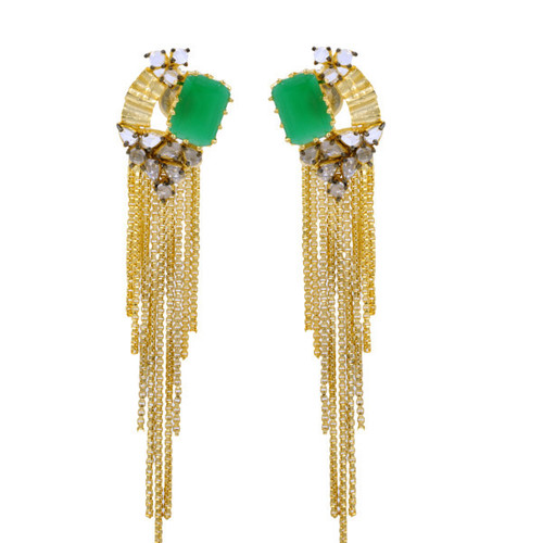 Chandelier Earrings With Green
