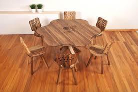 Metal Fitted Wooden Dining Table Set