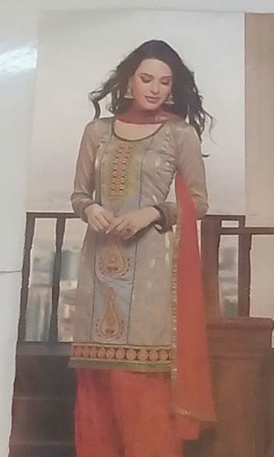 Simple Cream Cotton Salwar Suits