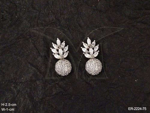 Round Base Head Leaf Office Wear AD Earrings