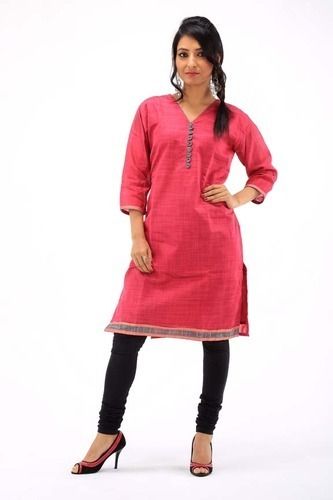 Ladies Red Chanderi Kurtis