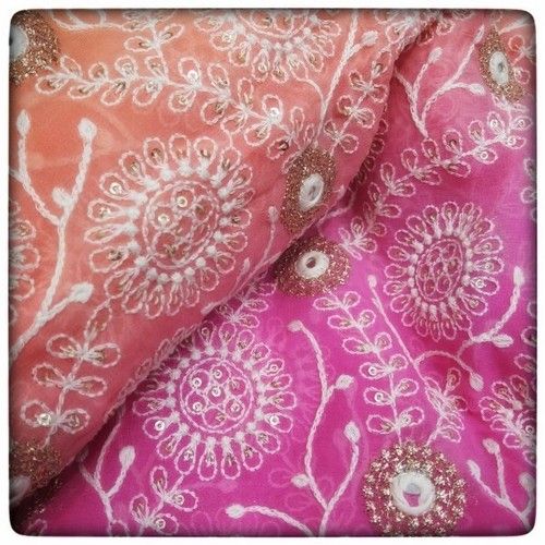 Georgette Mirror Embroidery Fabric