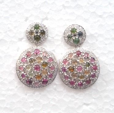 Silver earrings with color Tourmalines and Zircons