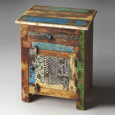 पुरानी लकड़ी 1 डोर और 1 ड्रॉअर बेड साइड कैबिनेट आवेदन: मचान निर्माण के लिए