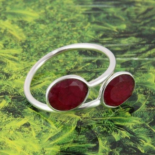 Web Of Love Red Dyed Ruby 925 Sterling Silver Rings