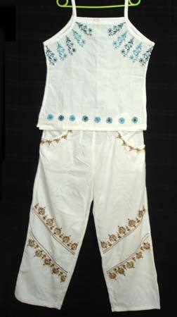 Embroidered Cotton Pants