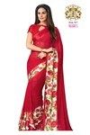 Red Plain Georgette Saree