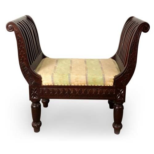 Carved Wooden Upholstered Roman Seat