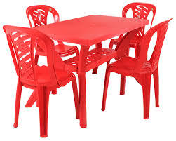  डाइन सीरीज़ मोनोब्लॉक रंगीन प्लास्टिक डाइनिंग टेबल और कुर्सियां 