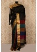 Black Pure Handloom Silk Trendy Saree with Zari Weaved Pallu