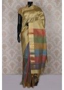 Dull Gold Pure Handloom Silk Gorgeous Saree 