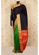 Navy Blue Pure Handloom Silk Radiant Saree