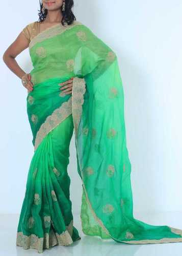 Beautiful Green Coloured Kota Saree Comes With Fine Border