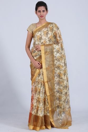 Off White Color Silk Kota Saree With Net and Silk Border