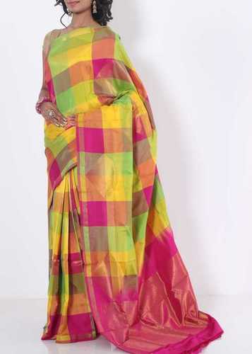 Uppada Silk Saree Enhanced With Multi Vibrant Colour Checks