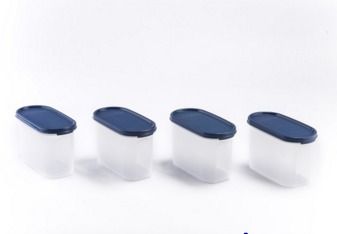 4 PC. 1.2 LTR Oval Containers Blue