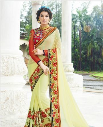 Graceful Embroidered Work Georgette Designer Saree